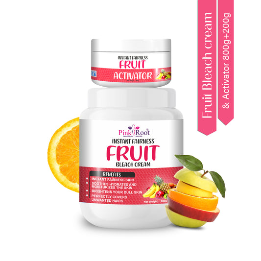 Pink Root Fruit Bleach Cream with Activator 1Kg, for Instant Fairness of Skin, Reduces Dark Spots and Tan