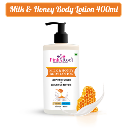 Pink Root Milk & Honey Body Lotion -Enriched with skin softening milk and naturally nourishing honey (400ml)