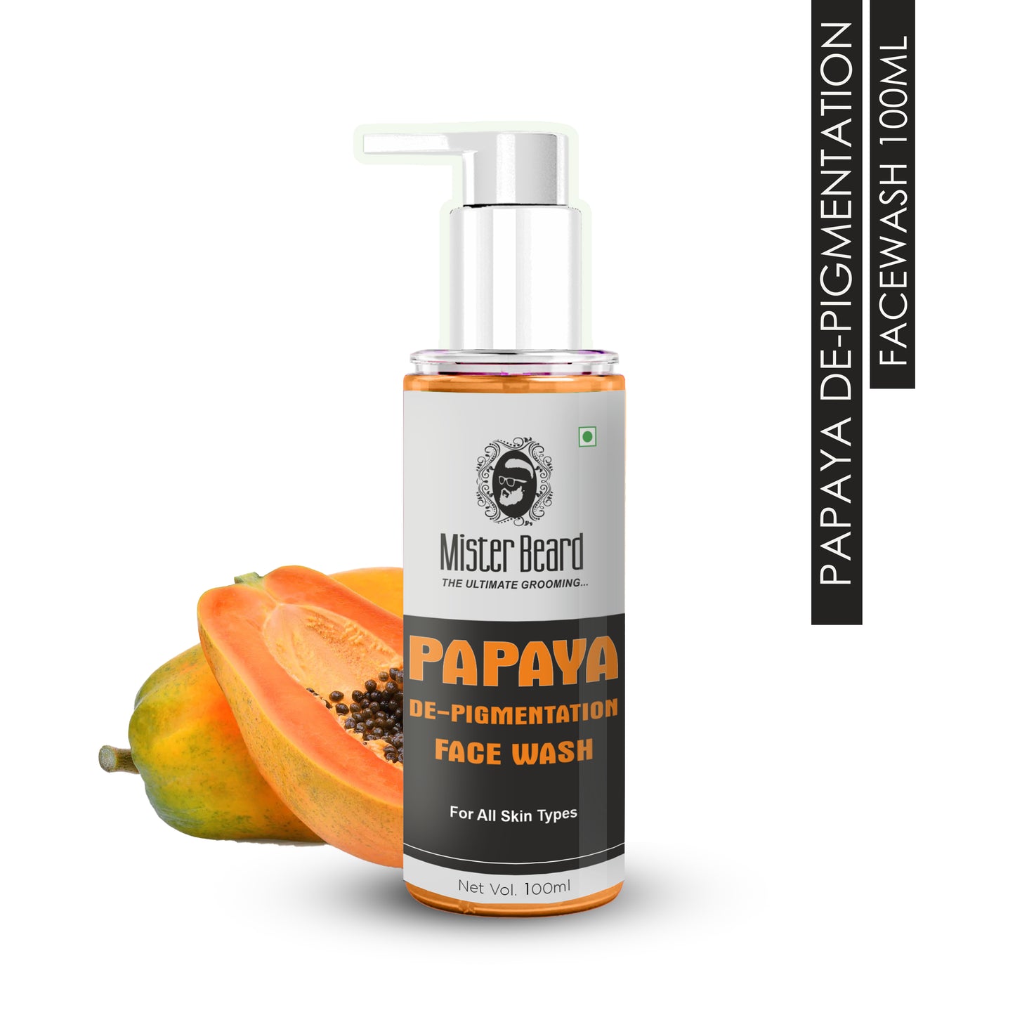 Mister Beard Papaya De-pigmentation Facewash 100ml with Vitamin C, Papaya and Lemon