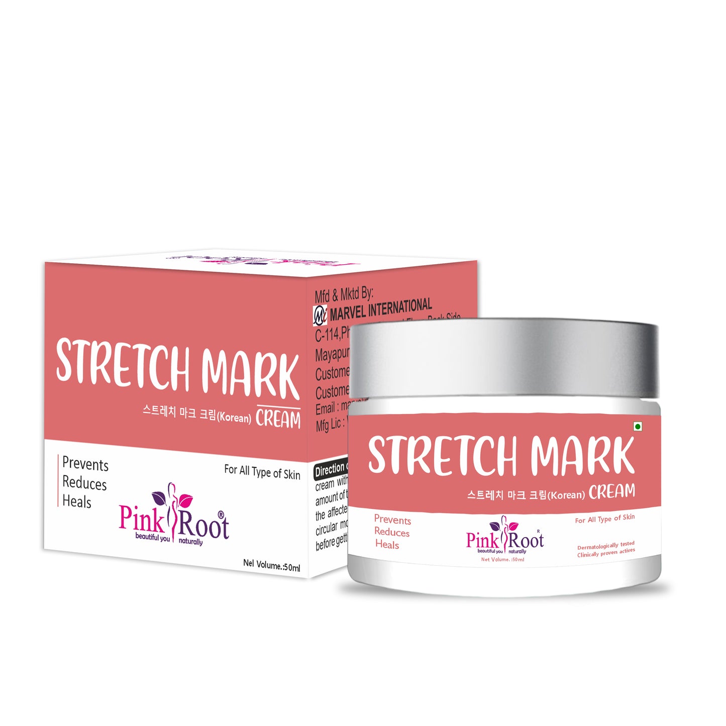 Bye Bye  Stretch Marks Cream- Pink Root  50ml ,Get Smoother Skin in 28 Days With Pink Root Stretch Mark Cream