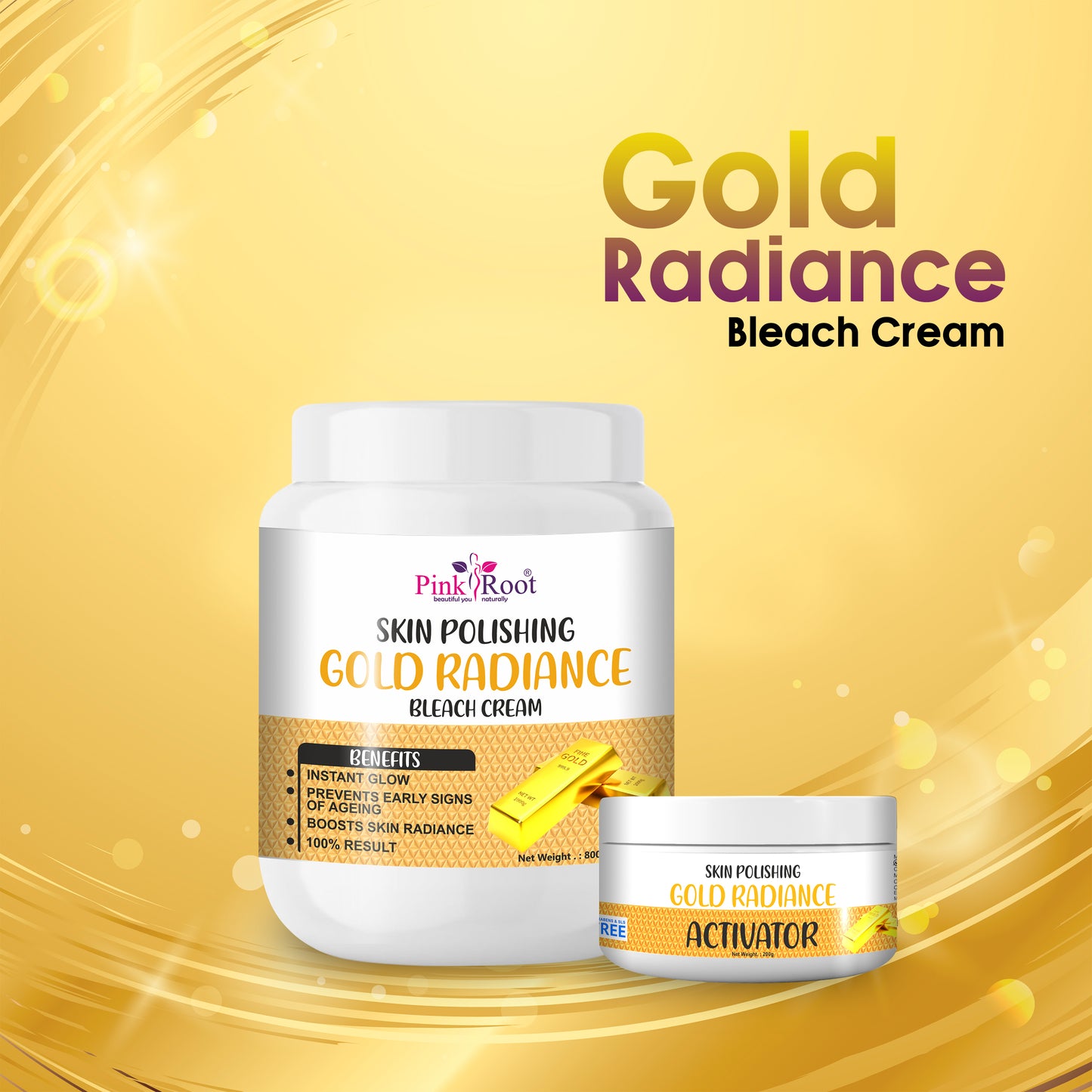 Pink Root Skin Polishing Gold Bleach Cream with Activator 1Kg| Reduces Signs of Ageing & Gives Brighter Polished Skin