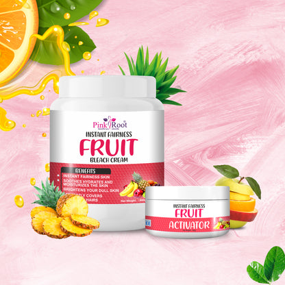 Pink Root Fruit Bleach Cream with Activator 1Kg, for Instant Fairness of Skin, Reduces Dark Spots and Tan