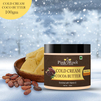 Pink Root Cocoabutter Cold Cream for winter , Moisturising & Nourishing Cream with Vitamin E Oil & Almond Oil 100ml