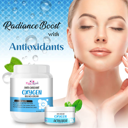 Pink Root Anti Oxidant Oxygen Bleach Cream with Activator 1Kg, helps in oxidising skin, reduces redness, acne & pimples