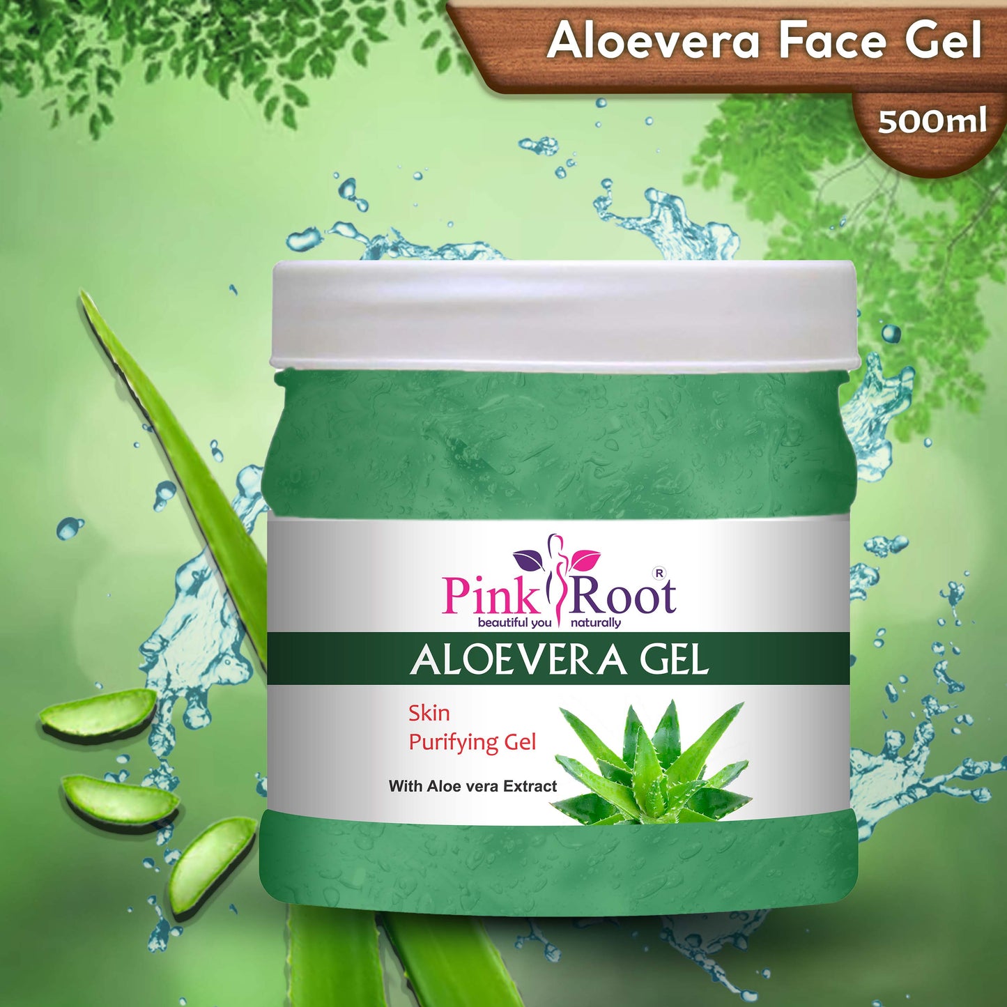 Pink Root Aloevera Gel 500ml, For Repairing & Soothing Skin | Contains Aloe Vera & Vitamin E for Skin