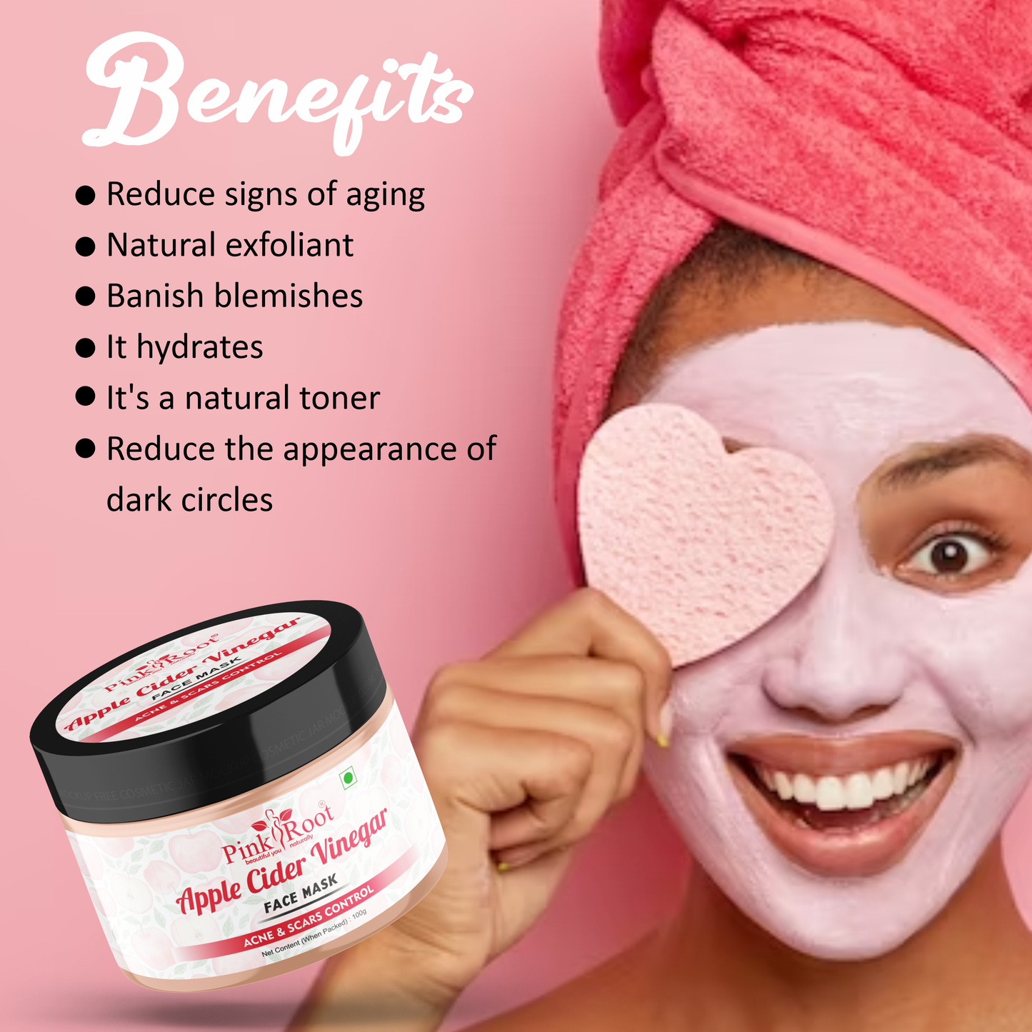 Pink Root Red Apple Facial Kit for Men & Women, gives antioxidants to skin, reduces skin damage & gives flawless brighter skin
