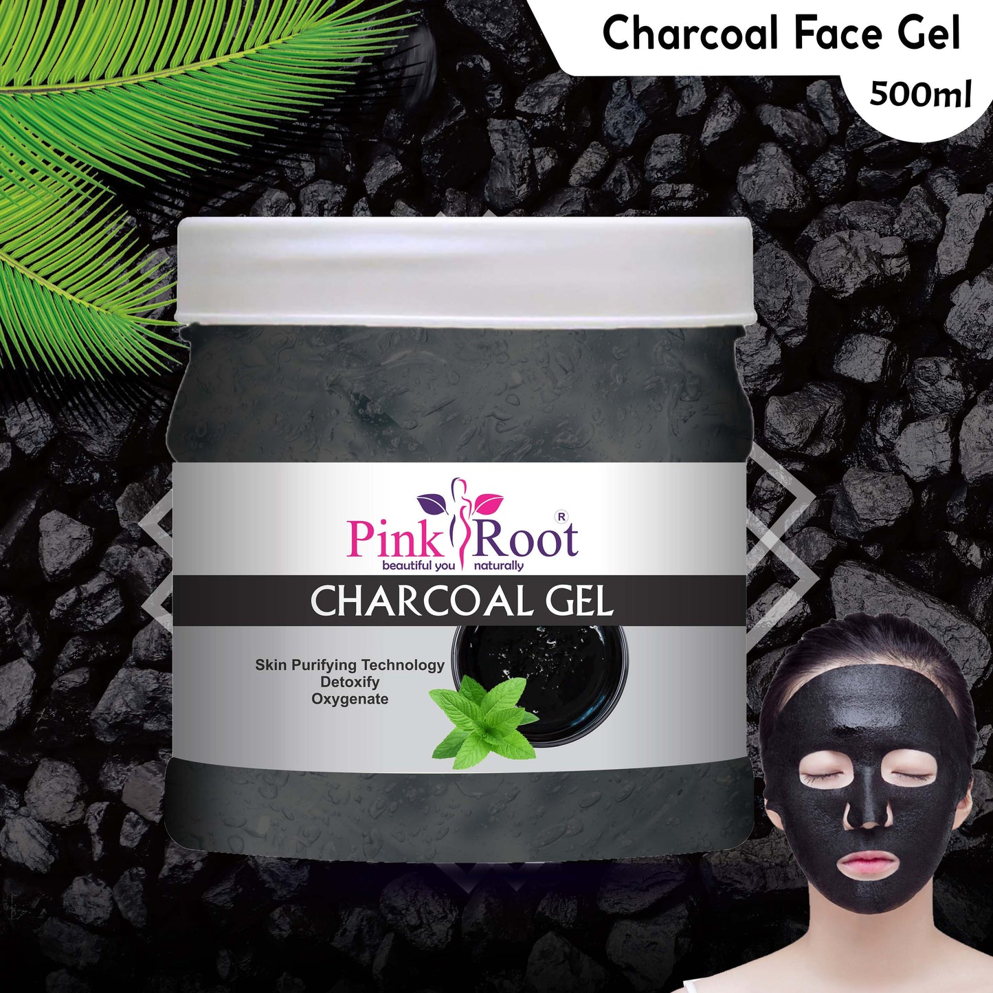 Pink Root Charcoal Skin Purifying Gel 500ml for Oil Control & Tan Removal