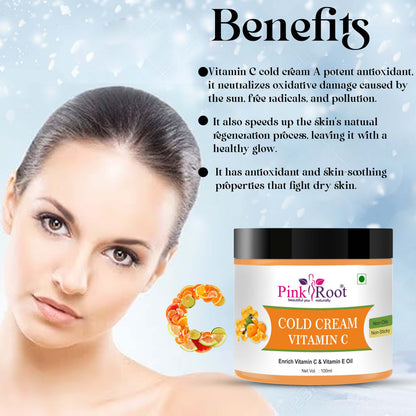 Pink Root Vitamin C Nourishing Cold Cream 100gm, for Intense Moisturising & Soft Skin