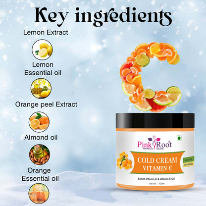 Pink Root Vitamin C Nourishing Cold Cream 100gm, for Intense Moisturising & Soft Skin