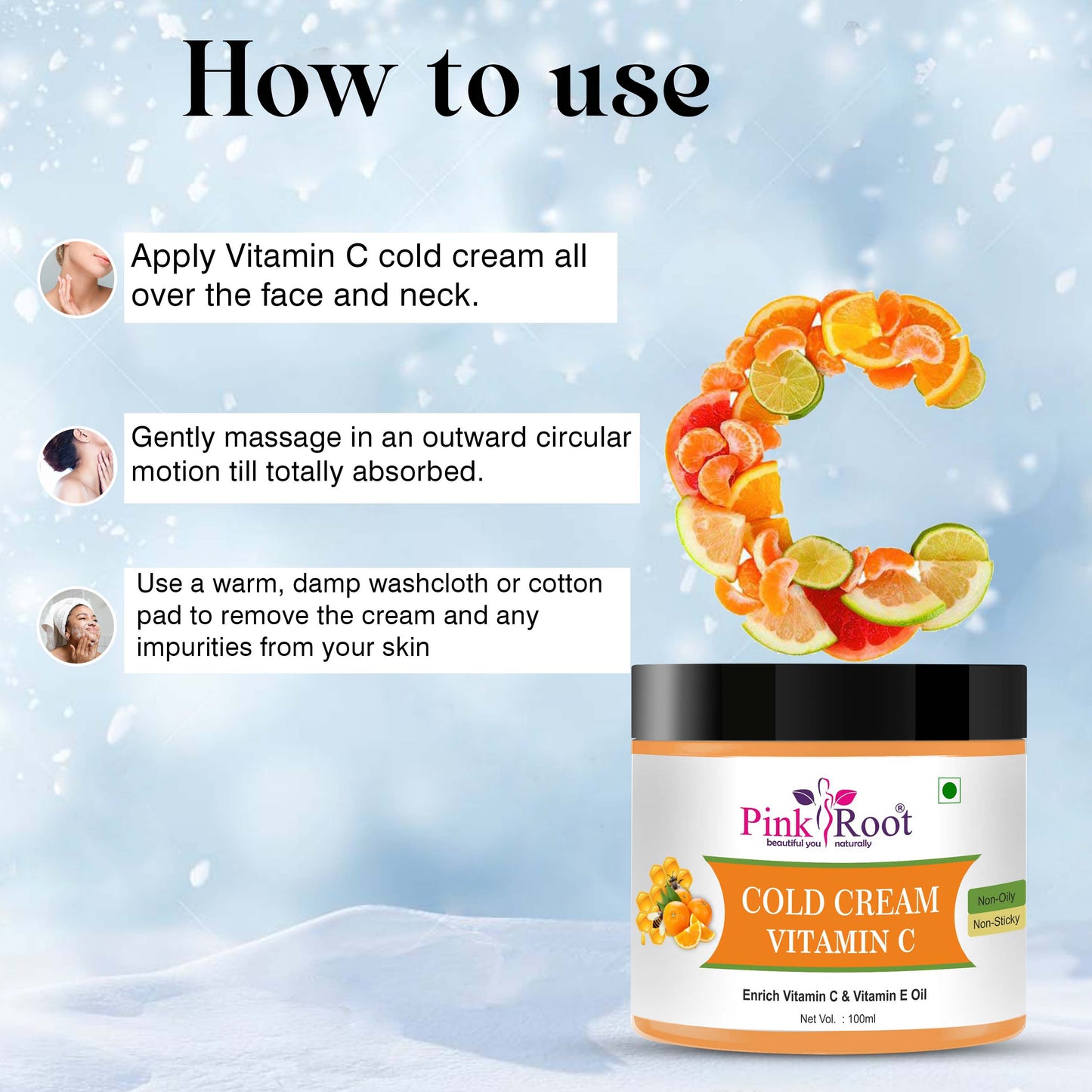 Pink Root Vitamin C Nourishing Cold Cream 100gm, for Intense Moisturising & Soft Skin