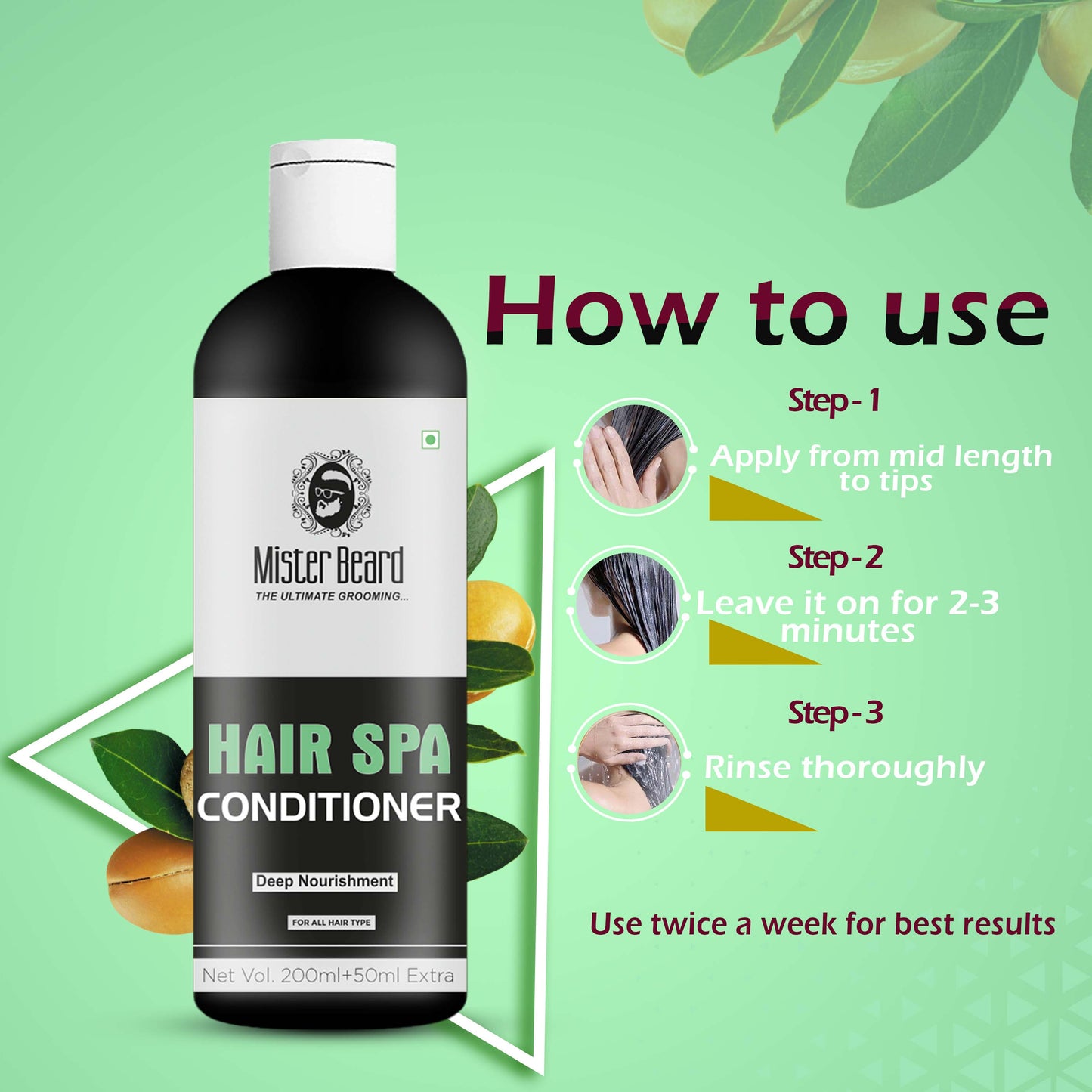 Mister Beard Hair Spa Conditioner (250 ml) for Soft Shinning Hair, Long & Health Hairs