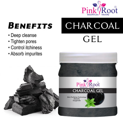 Pink Root Charcoal Eco Facial Kit , 500gm Pack of 4, for Anti Acne, Detox Skin, Tan Removal, Dead Skin Removal, Nourishing & Moisturising Skin