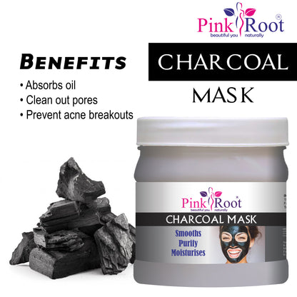 Pink Root Charcoal Eco Facial Kit , 500gm Pack of 4, for Anti Acne, Detox Skin, Tan Removal, Dead Skin Removal, Nourishing & Moisturising Skin