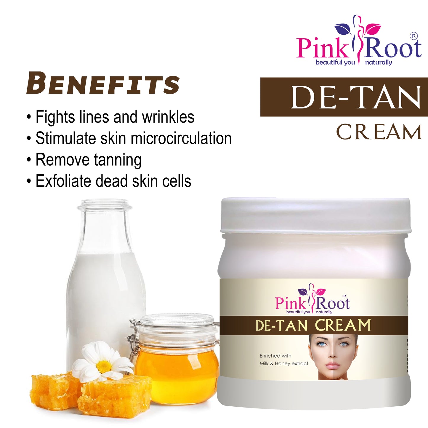 Pink Root De Tan Eco Facial Kit , 500gm Pack of 4, Skin Brightening Ubtan For Glowing Skin,Tan Removal, Whitening, Depigmentation, Oil Control, Acne & Fairness