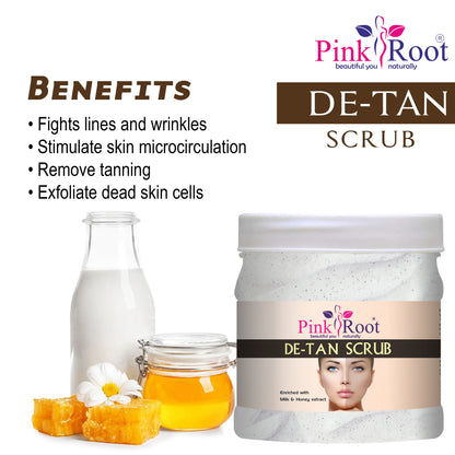 Pink Root De Tan Eco Facial Kit , 500gm Pack of 4, Skin Brightening Ubtan For Glowing Skin,Tan Removal, Whitening, Depigmentation, Oil Control, Acne & Fairness