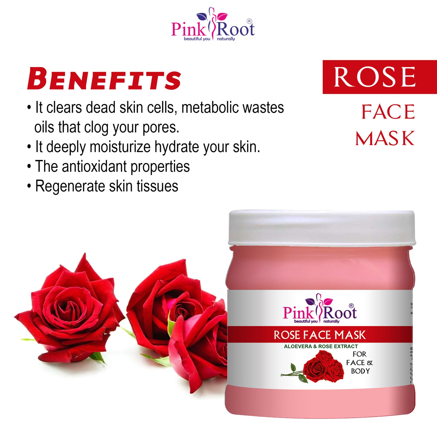 Pink Root Rose Eco Facial Kit , 500gm Pack of 4, Glowing Skin,Tan Removal, Whitening, Depigmentation, Oil Control, Acne & Fairness