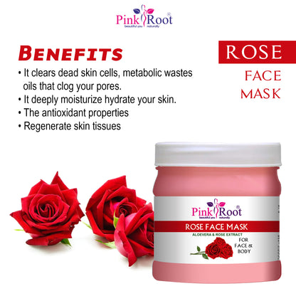 Pink Root Rose Eco Facial Kit , 500gm Pack of 4, Glowing Skin,Tan Removal, Whitening, Depigmentation, Oil Control, Acne & Fairness