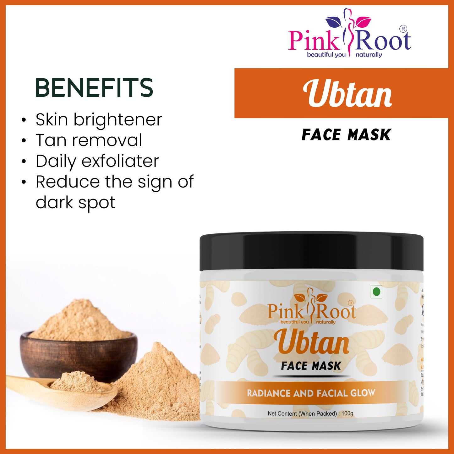 Pink Root Ubtan Bridal Skin Care Facial Kit, for Women, Gives Instant Bridal Looking Skin, Acne free, Tan Removal, Dark Spots Reduction, Skin Whitening & Brightening, 400ml