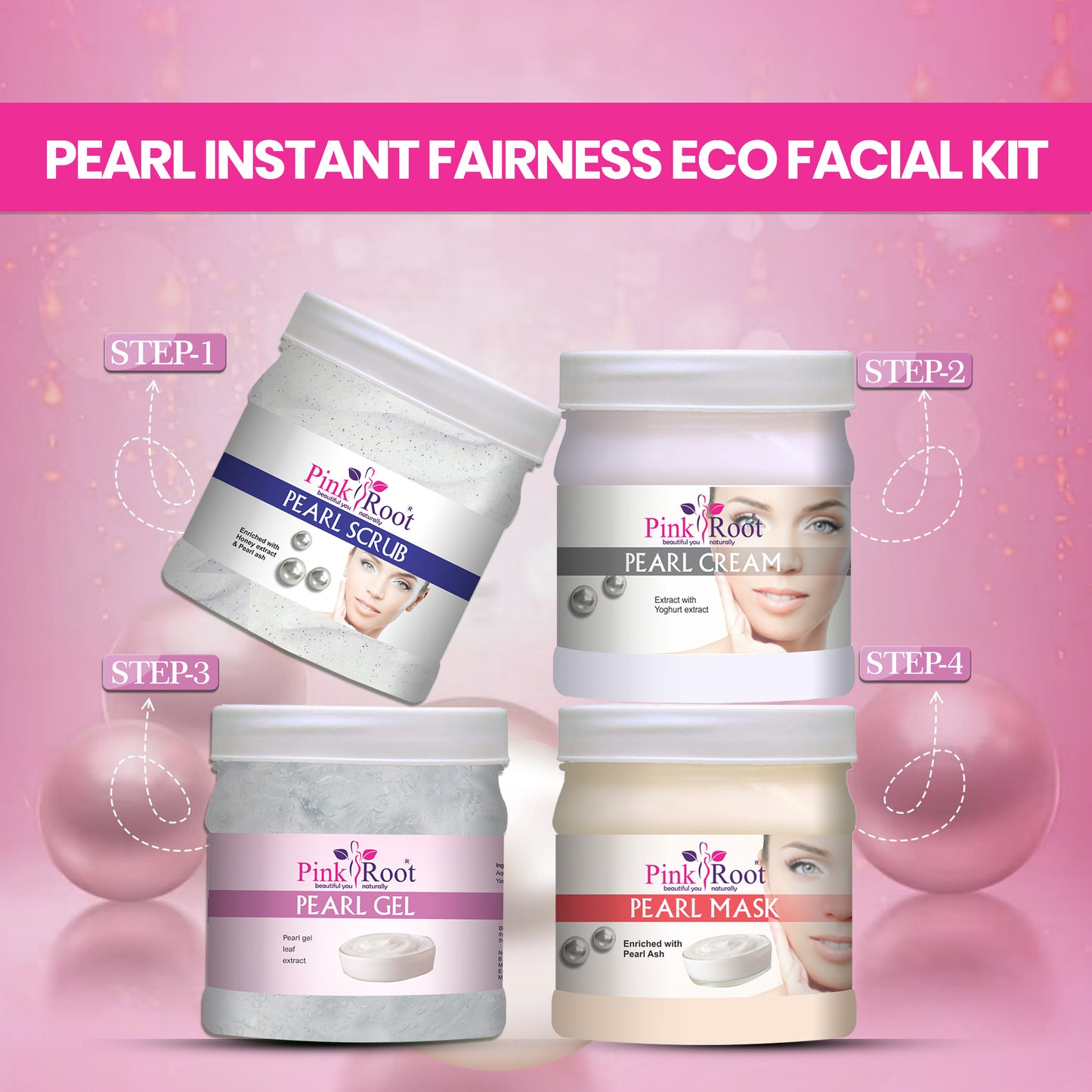 Pink Root Pearl Eco Facial Kit