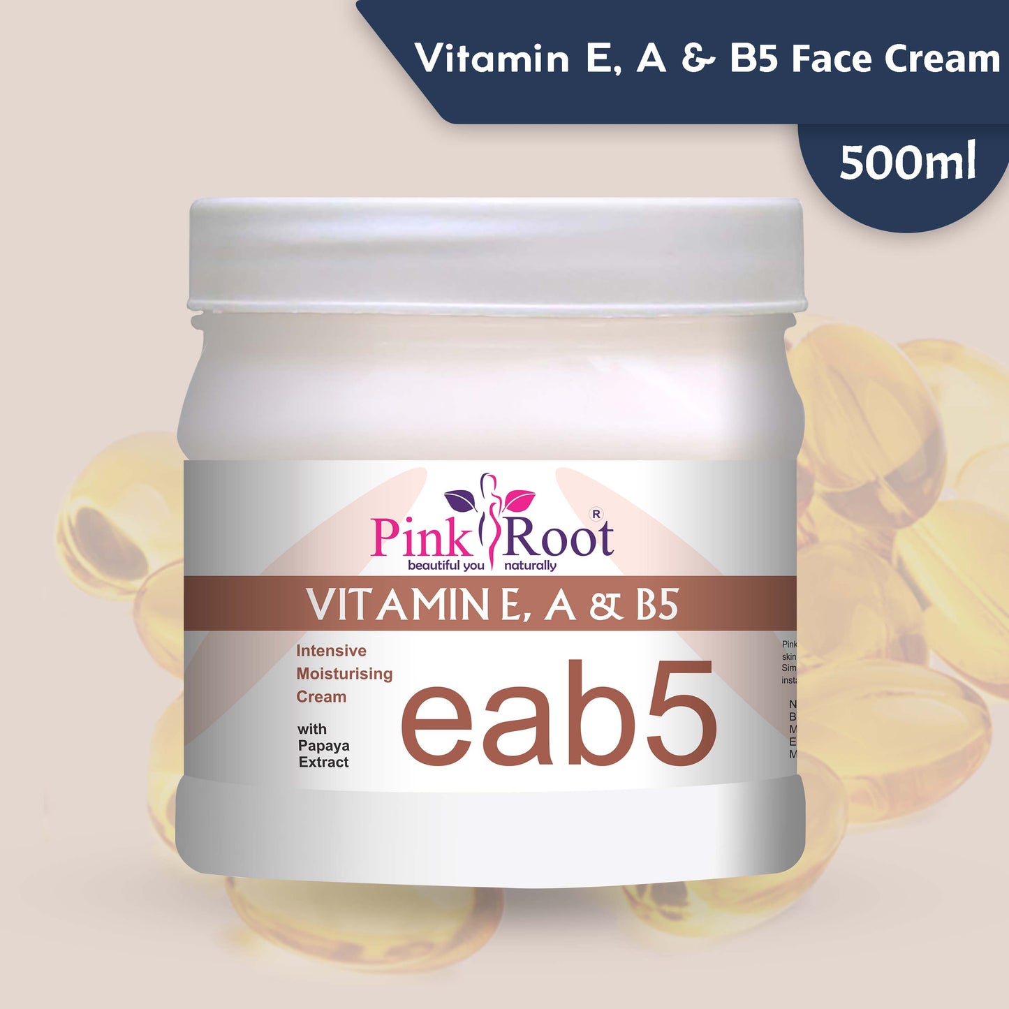 Pink Root Vitamine E, A & B5 Cream for Intensive Moisturising & Dark Spot (500 ml)