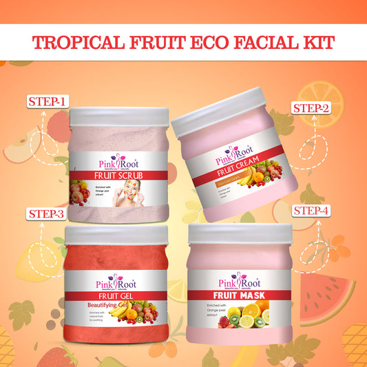 Pink Root Fruit Eco Facial Kit , 500gm Pack of 4, For Glowing Skin,Tan Removal, Whitening, Depigmentation, Oil Control, Acne & Fairness