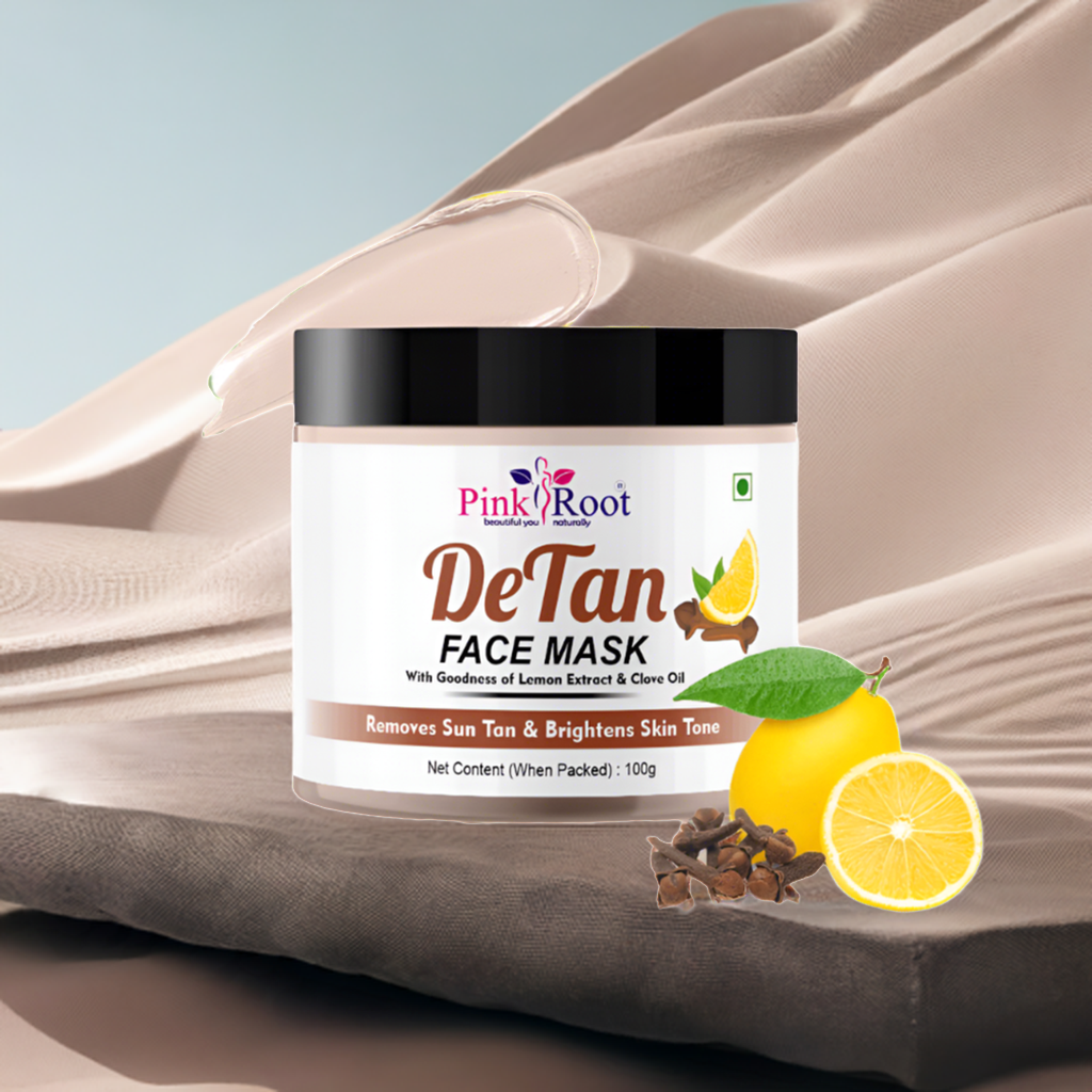 Pink Root Detan Face Mask with Glutathione 100gm, Tan Removal, Whitening, Depigmentation, Oil Control, Acne & Fairness, Ubtan Glow Face Pack, Skin Brightening Face Pack, Used by All Types of Skin