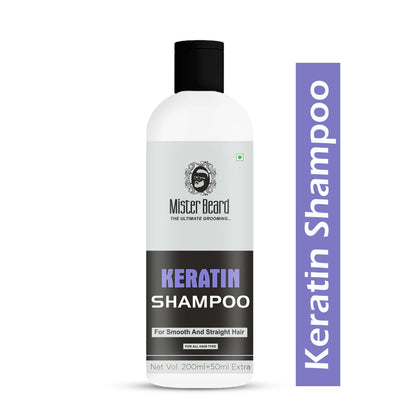Mister Beard Keratin Hair Shampoo (250ml) for Smoothening of Hairs and Volume Enhancement