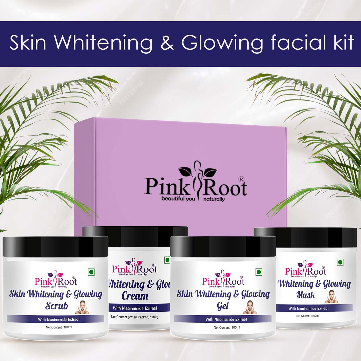 Pink Root Neck whitening , Skin Whitening Facial Kit, for removing dead skin, removes tanned skin, gives skin brightening & whitening, 400ml