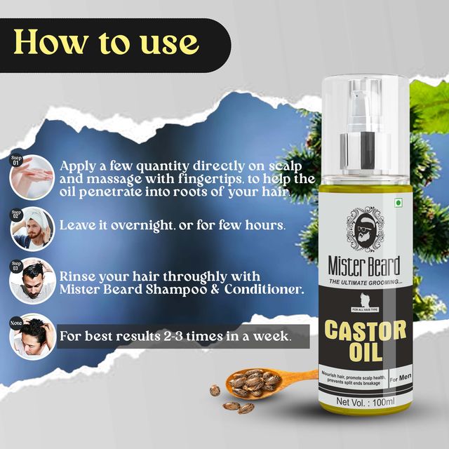 Mister Beard Castor Oil 100ml | 100% Pure Castor Oil, Cold Pressed, To Support Hair Growth Hair Oil